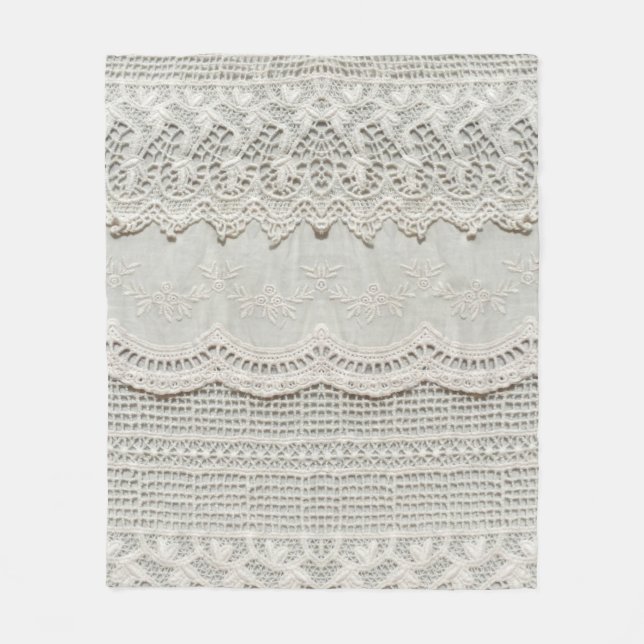 Beautiful, subtle, white laced textile close up.  fleece blanket (Front)