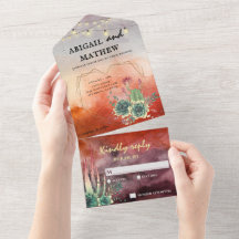 Beautiful Succulent Sunset Heart Geometric Wedding