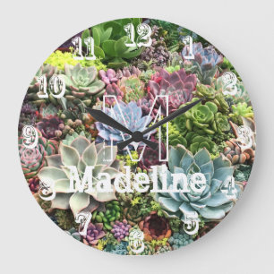 Beautiful Succulents Large Clock