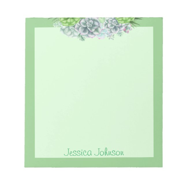 Beautiful Succulents Plants Lovers Personalised No Notepad (Front)