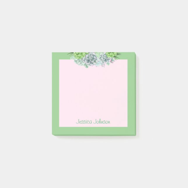 Beautiful Succulents Plants Lovers Personalised Post-it Notes (Front)