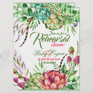 Beautiful Succulents Wedding Rehearsal Dinner Card