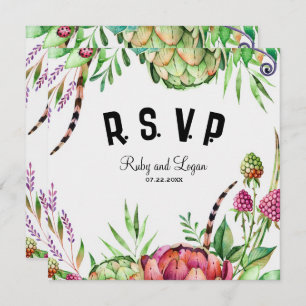 Beautiful Succulents Wedding RSVP Card