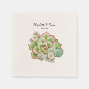  Beautiful  Succulents White Flowers Wedding, Napkin