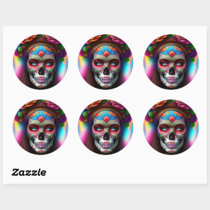 Beautiful Sugar Skull Classic Round Sticker