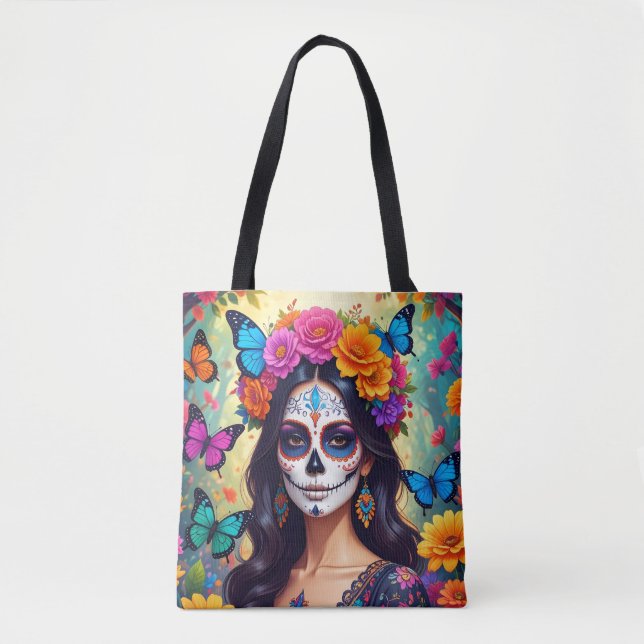 Beautiful Sugar Skull Tote Bag (Front)