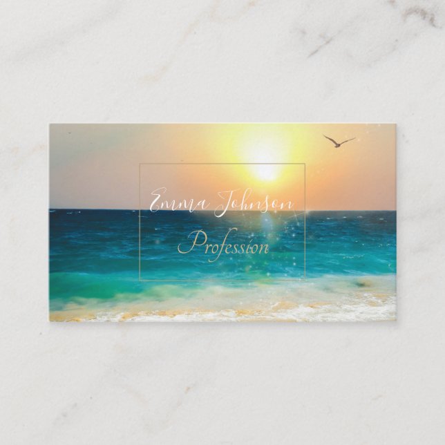 Beautiful Summer Beach Sunset Photo Business Card (Front)