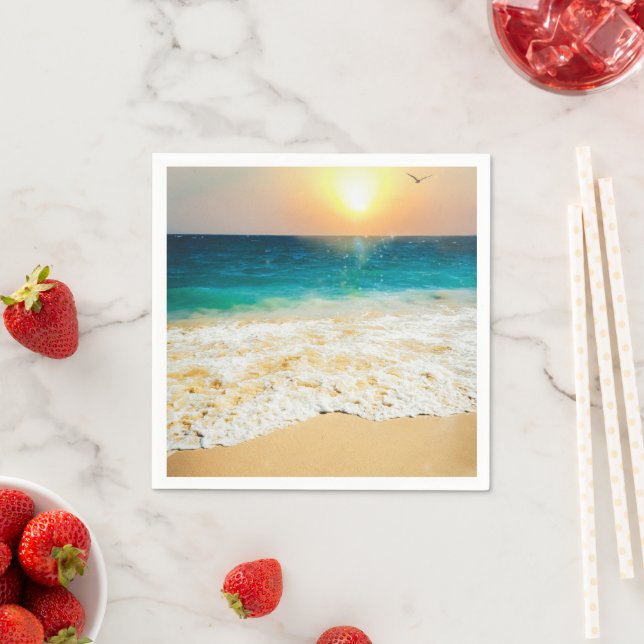 Beautiful Summer Beach Sunset Photo Napkin (Insitu)