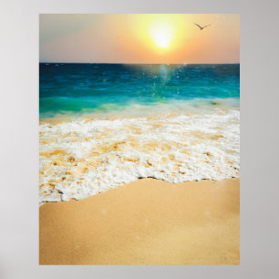 Beautiful Summer Beach Sunset Photo Poster