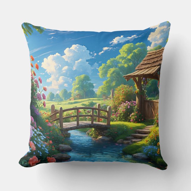 Beautiful Summer, colourful illustration, Cushion (Front)
