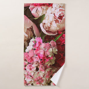 Beautiful summer flowers. Bouquet of pink peony an Bath Towel