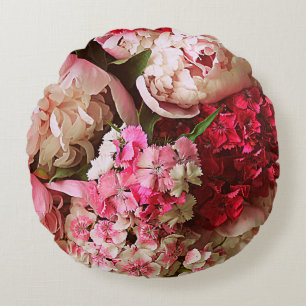 Beautiful summer flowers. Bouquet of pink peony an Round Cushion