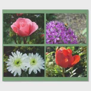 beautiful summer garden flowers holiday Christmas Wrapping Paper