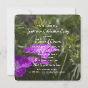beautiful summer purple garden flowers graduation invitation