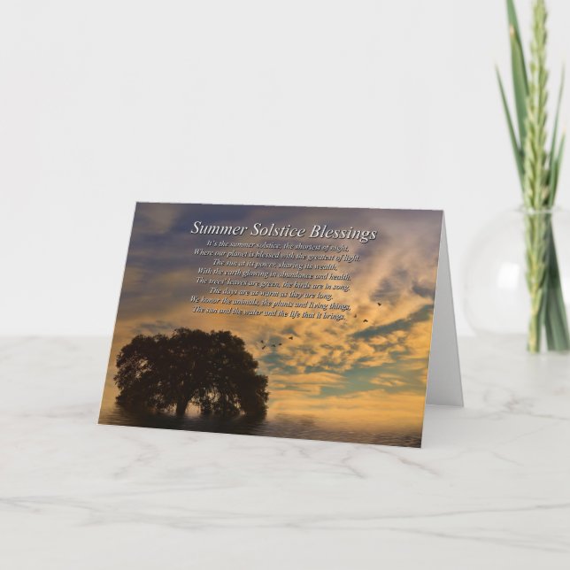 Beautiful Summer Solstice with Oak Tree and Poem Card (Front)