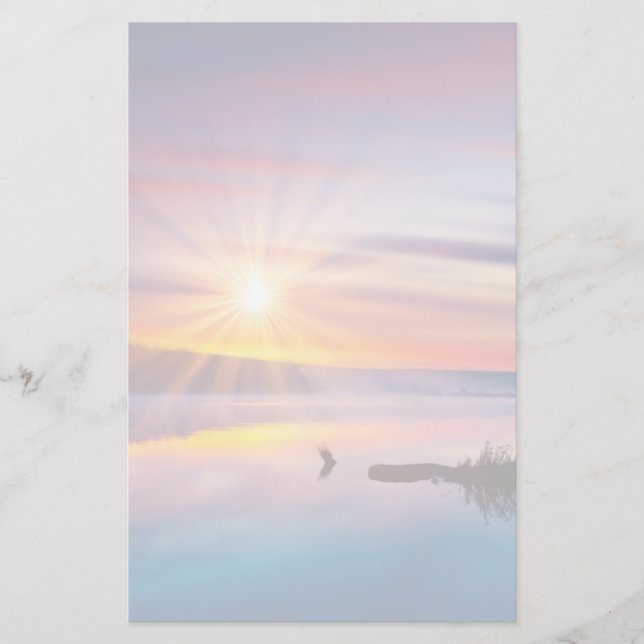 Beautiful summer sunset in the lake stationery (Front)