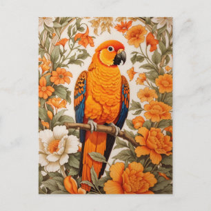 Beautiful Sun Conure William Morris Inspired Postcard