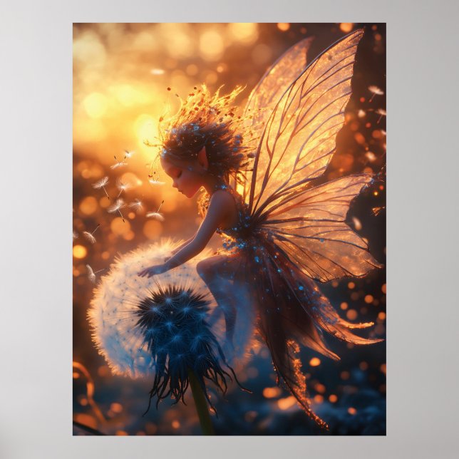 Beautiful Sun Fairy with Dandelion Poster (Front)
