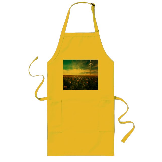 beautiful sun flowers field with cloudy blue sky a long apron (Front)