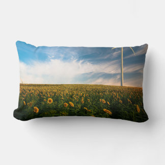 beautiful sun flowers field with cloudy blue sky a lumbar cushion