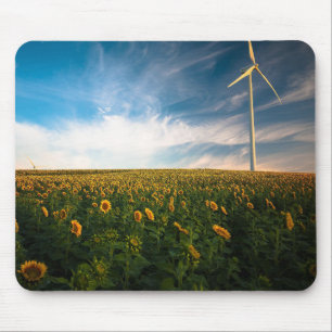 beautiful sun flowers field with cloudy blue sky a mouse pad