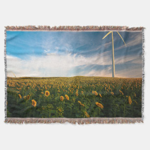 beautiful sun flowers field with cloudy blue sky a throw blanket