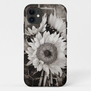 Beautiful Sunflower Bouquet Photo in Black & White iPhone 11 Case