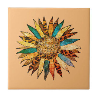 Beautiful Sunflower Ceramic Tile