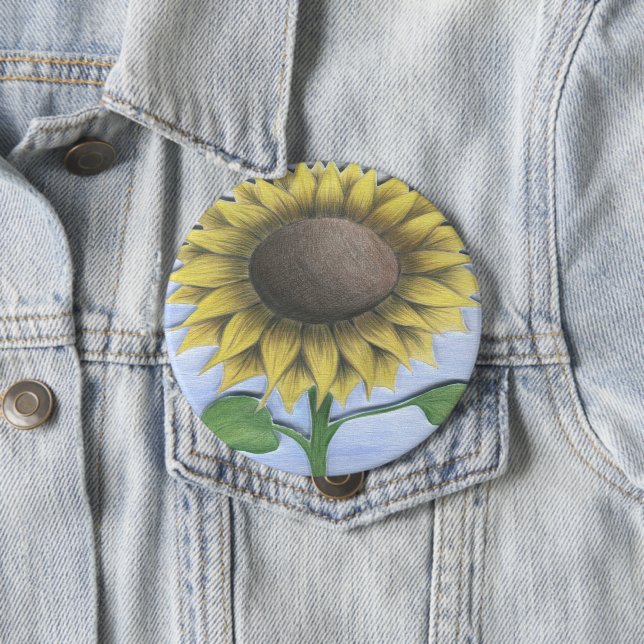 Beautiful Sunflower Drawing 10 Cm Round Badge (In Situ)