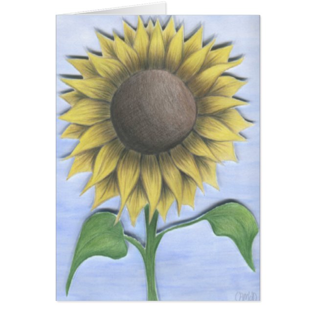 Beautiful Sunflower Drawing Note Card (Front)