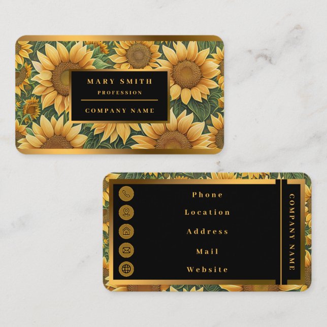 Beautiful Sunflower Modern Collection Business Card (Front/Back)