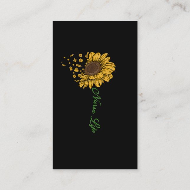 Beautiful Sunflower Registered Nurse Flower Business Card (Front)