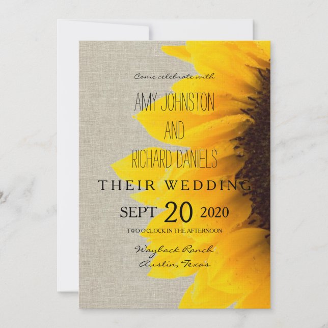 Beautiful Sunflower Rustic Wedding Invitation (Front)