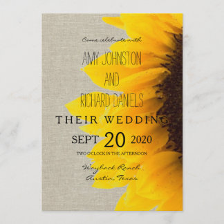 Beautiful Sunflower Rustic Wedding Invitation