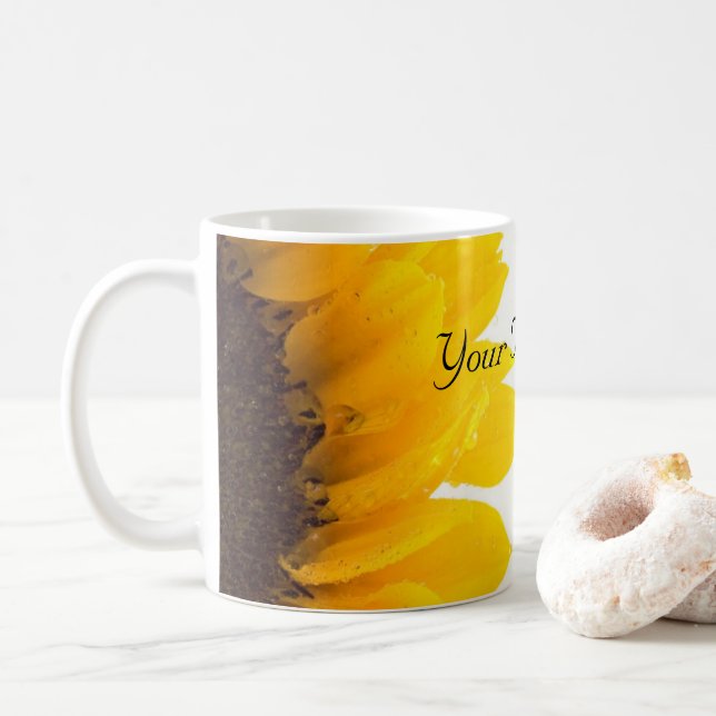 Beautiful Sunflower Template Coffee Mug (With Donut)