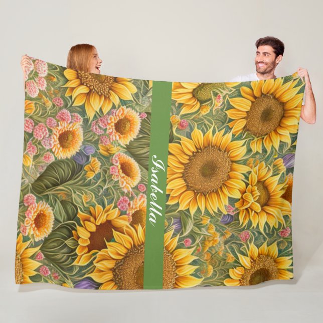Beautiful Sunflower Trendy Collection Fleece Blanket (In Situ)