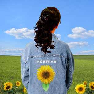 Beautiful Sunflower & Typography Denim Jacket