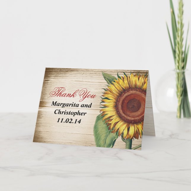 beautiful sunflower vintage thank you cards (Front)