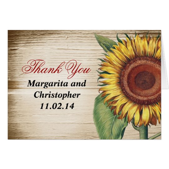 beautiful sunflower vintage thank you cards