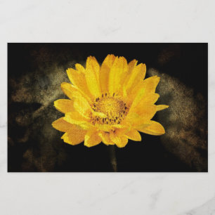 Beautiful Sunflower with Dark Brown Background Stationery