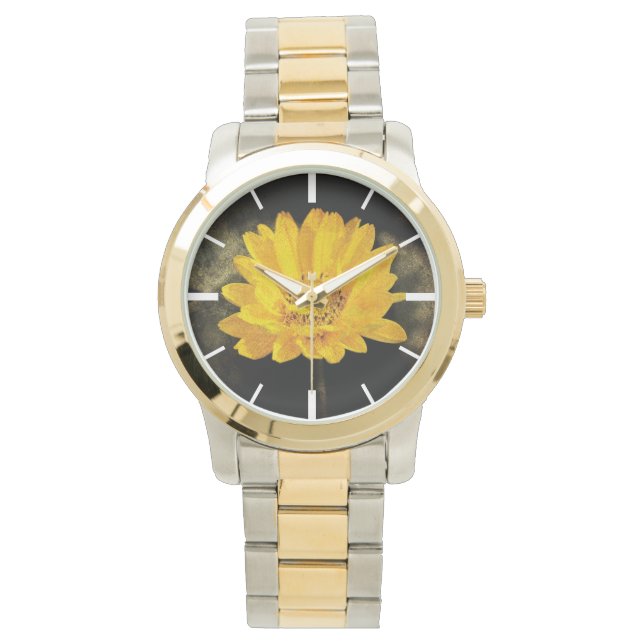 Beautiful Sunflower with Dark Brown Background Watch (Front)
