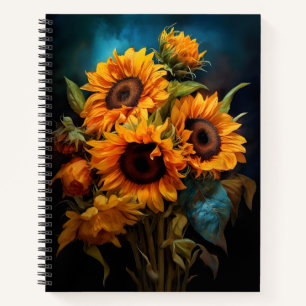 Beautiful Sunflowers Bouquet Elegant Botanical Art Notebook