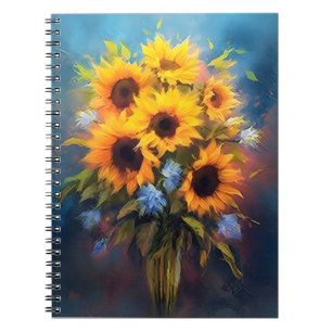Beautiful Sunflowers Bouquet Elegant Botanical Notebook