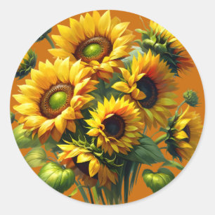 Beautiful Sunflowers Classic Round Sticker