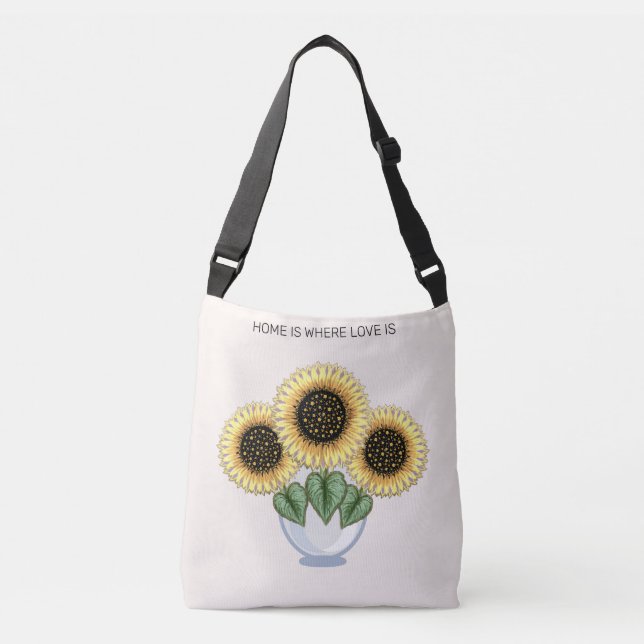 Beautiful Sunflowers in a Vase Art Crossbody Bag (Front)