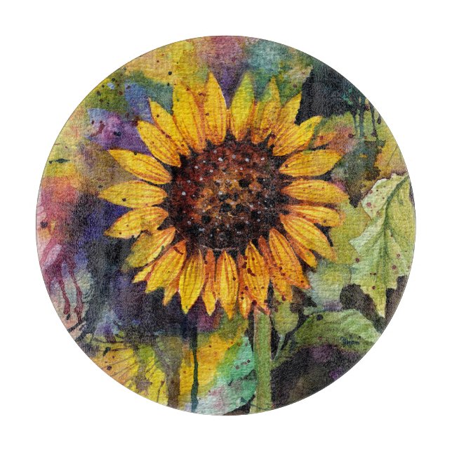 Beautiful Sunflowers In Watercolor  Cutting Board (Front)