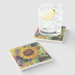 Beautiful Sunflowers In Watercolor Stone Coaster