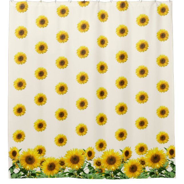 Beautiful Sunflowers on Ivory Shower Curtain (Front)