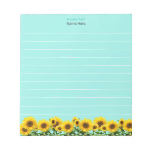 Beautiful Sunflowers on Sky Blue Lined Notepad