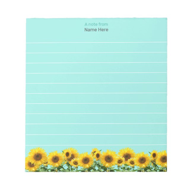 Beautiful Sunflowers on Sky Blue Lined Notepad (Front)